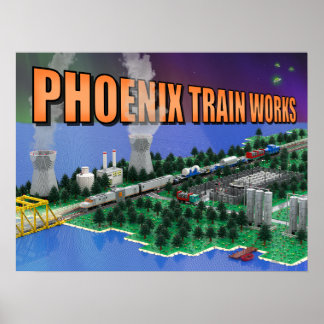 Poster Scène de train et de centrale nucléaire PTW Atomic