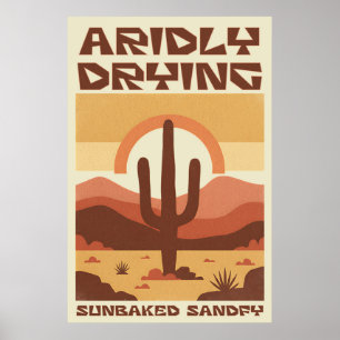 Poster Scène désertique rétro avec cactus