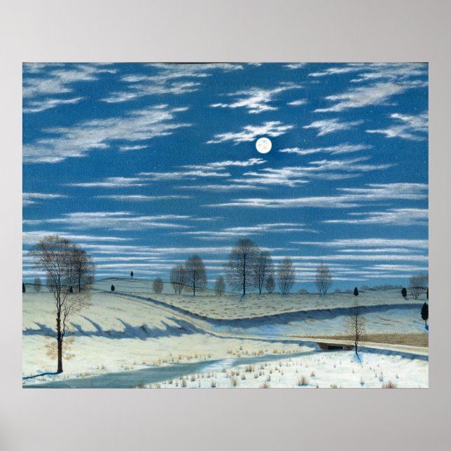 Poster Scène d'hiver Henry Farrer au clair de lune (Devant)