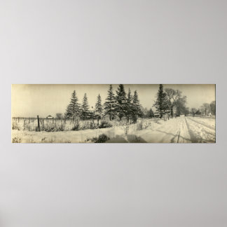 Poster Scène d'hiver panoramique vintage à Kelleys Island
