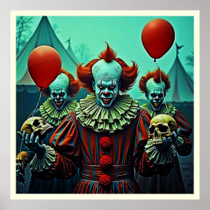 Poster Scène d'horreur de clown déplaisant