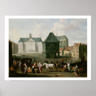 Poster Scène du marché avant le palais de barrage,
