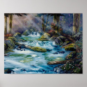 Poster Scène du ruisseau Roaring du Pacifique Nord-Ouest