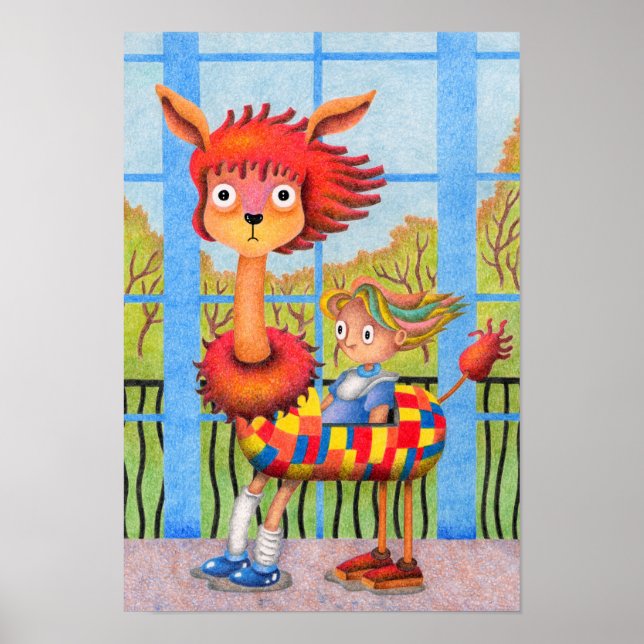 Poster Scène étrange de cheval à cheval. (Devant)