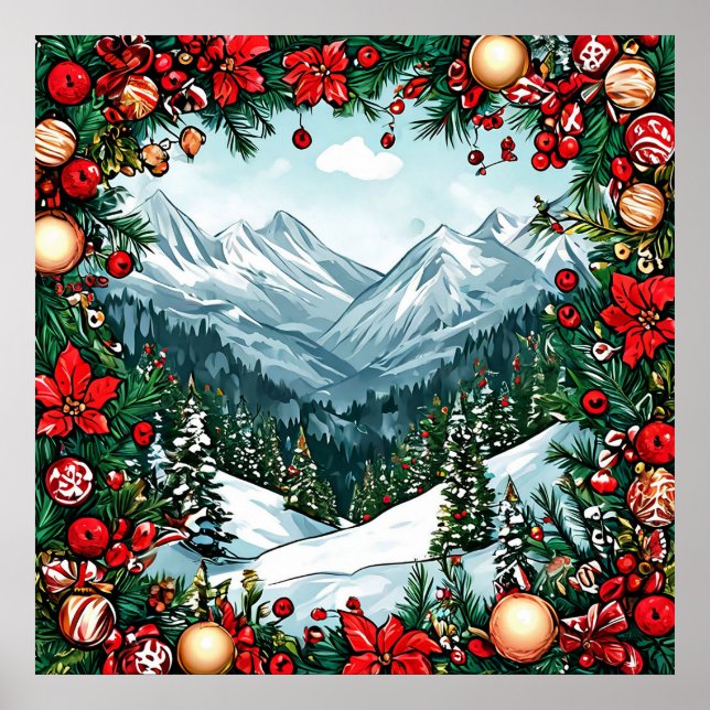Poster Scène festive de pays des merveilles hivernal (Devant)