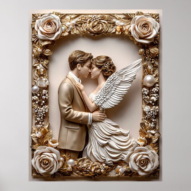 Poster Scène Mariage romantique avec couple angélique (Devant)