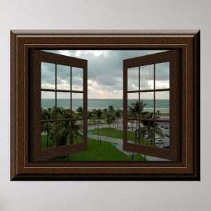 Poster Scène paisible d'océan d'affiche de fenêtre de