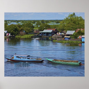 Poster Scène rurale, lac Tonle Sap, Siem Reap, Angkor,