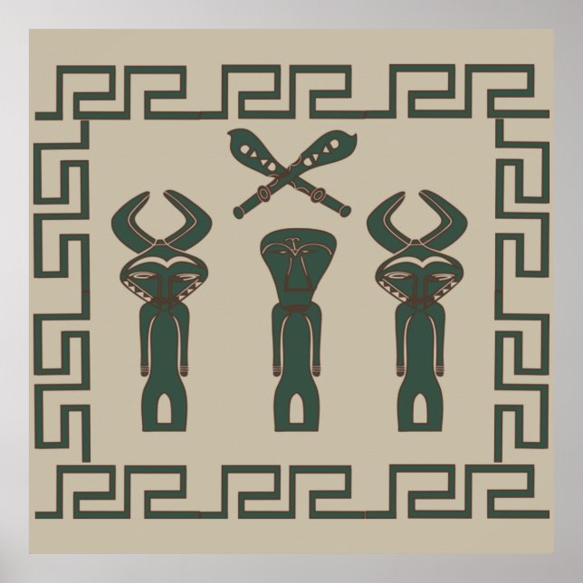 Poster Scène tribale africaine Abstraite (Devant)