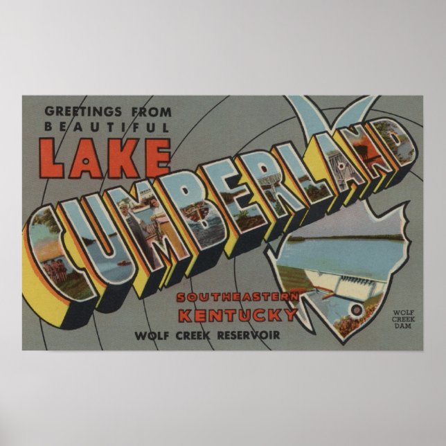 Poster Scènes de grandes lettres - Lac Cumberland, KY (Devant)