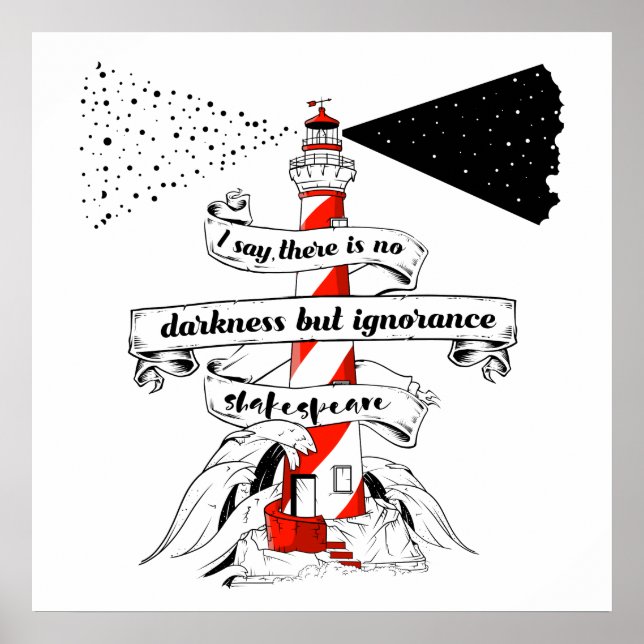 Poster Schakespeare citation Illustration de phare (Devant)