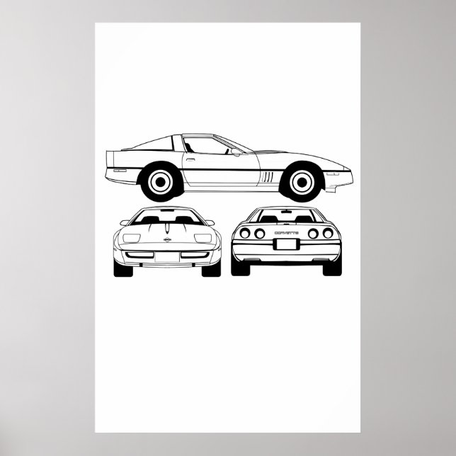 Poster Schéma Chevrolet Corvette 1984 (Devant)