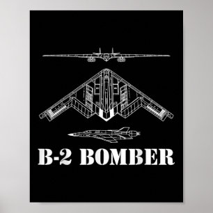 Poster Schéma de l'avion bombardier B-2 militaire furtif