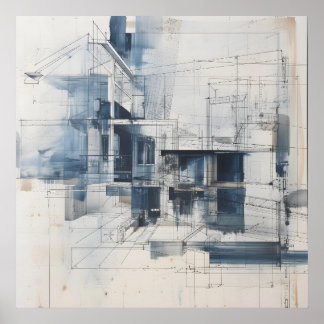 Poster Schéma d'esquisse de la maison