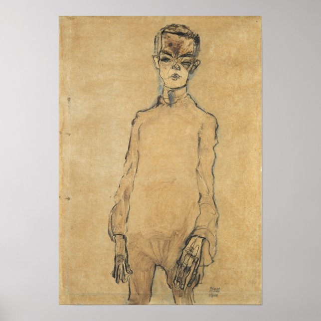 Poster Schiele - Autoportrait 1910 (Devant)