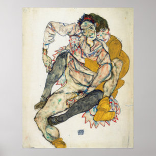 Poster Schiele - Couple assis 1915