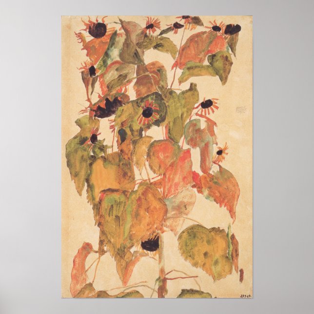 Poster Schiele - Fleurs de soleil 1911 (Devant)