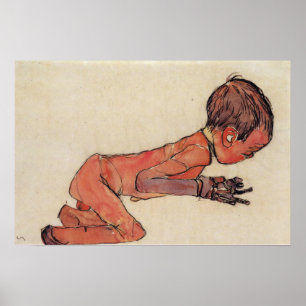 Poster Schiele - Nouveau-Né Avec Jambes Dessinée 1910