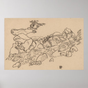 Poster Schiele - Torrent de montagne 1917