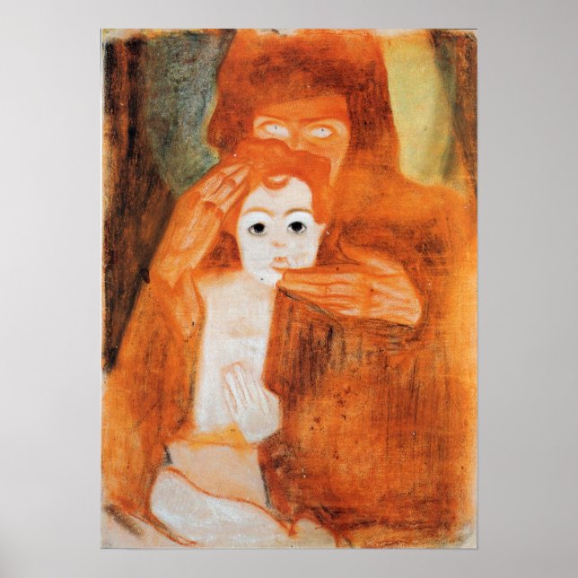 Poster Schiele - Vierge avec enfant 1908 (Devant)