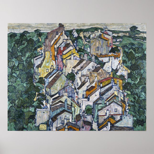 Poster Schiele - Ville Entre Verdure (La Vieille Ville) (Devant)