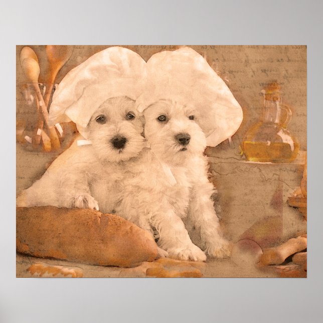 Poster Schnauzer Chefs Cuisine Imprimer (Devant)