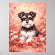 Schnauzer de la Saint-Valentin avec des cœurs