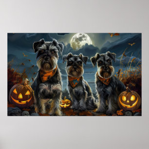 Poster Schnauzer Halloween Éffrayant