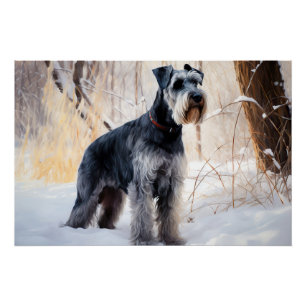 Poster Schnauzer Laisser neiger Noël