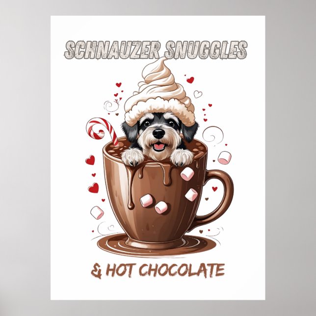 Poster Schnauzer Snuggles & Hot Chocolate – Cozy Season P (Devant)