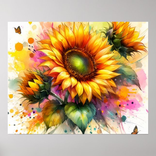 Poster - Schöne gelbe Sonnenblume, Kunst (Vorne)