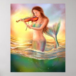 Poster Schöne Meerjungfrau spielt Violine
