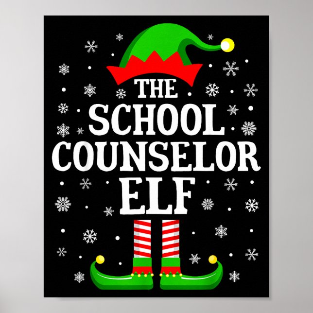 Poster School Counselor Elf Funny Christmas Family Matchi (Devant)