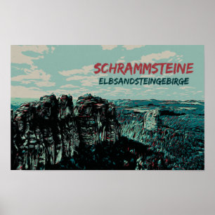 Poster Schrammsteine, Monts Elbe Sandstone