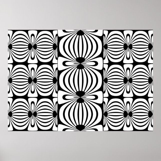 Poster Schwarz und Weiß Abstrakt Bloom 3 (Vorne)