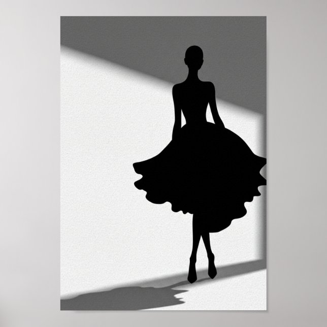 Poster Schwarz-Weiß-Mode-Silhouette (Vorne)