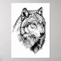 Poster Schwarz-Weiß-Tierporträt