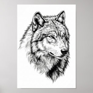 Poster Schwarz-Weiß-Tierporträt