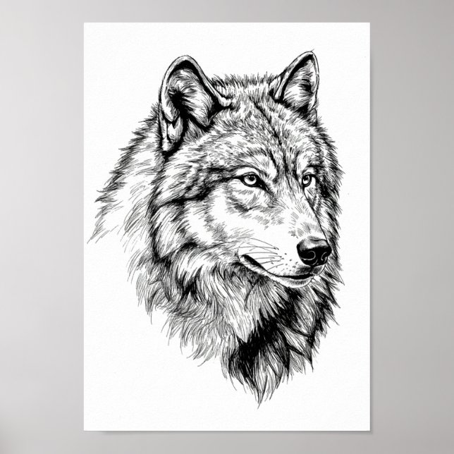 Poster Schwarz-Weiß-Tierporträt (Vorne)