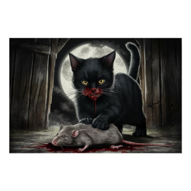 Poster Schwarze Katze und Ratte 08 (Vorderseite)