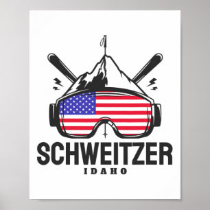 Poster Schweitzer Idaho Usa Ski Rétro