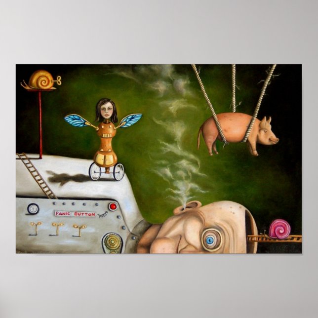 Poster science bizarre - usine de robots (Devant)