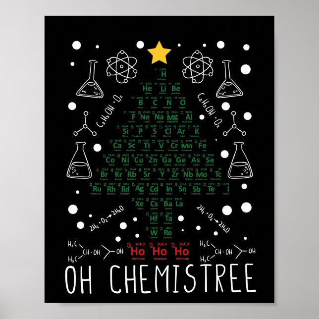 Poster Science Chimie de l'arbre de Noël Chimiste drôle (Devant)