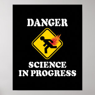 Poster Science du danger en cours - Humour de pet enflamm