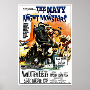 Poster Science-fiction vintage Marine contre Monster de n