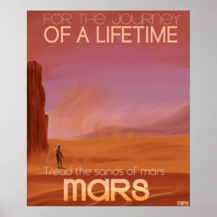 Poster Science-fiction Vintage Mars Vacation Illustration