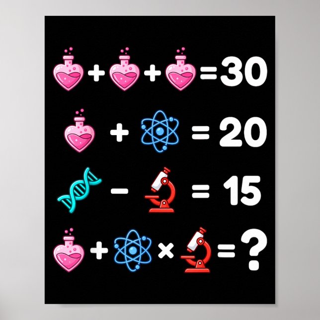 Poster Science Math Riddle Valentine Chemistry Biology Lo (Devant)
