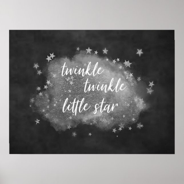 Poster Scintille Petite Étoile | Gris Charbon et Argent (Devant)