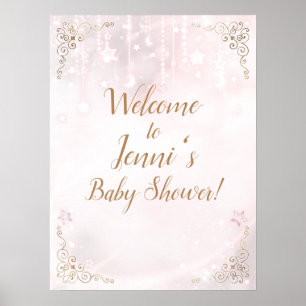 Poster Scintille petite étoile Rose Gold Baby Shower