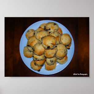 Poster Scones aux fruits présentés sur du bois